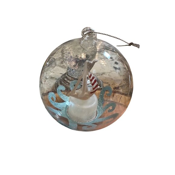 Vtg Nautical Ornament Light-Up Color-Changing Christmas Decoration Glass Globe - Picture 1 of 14